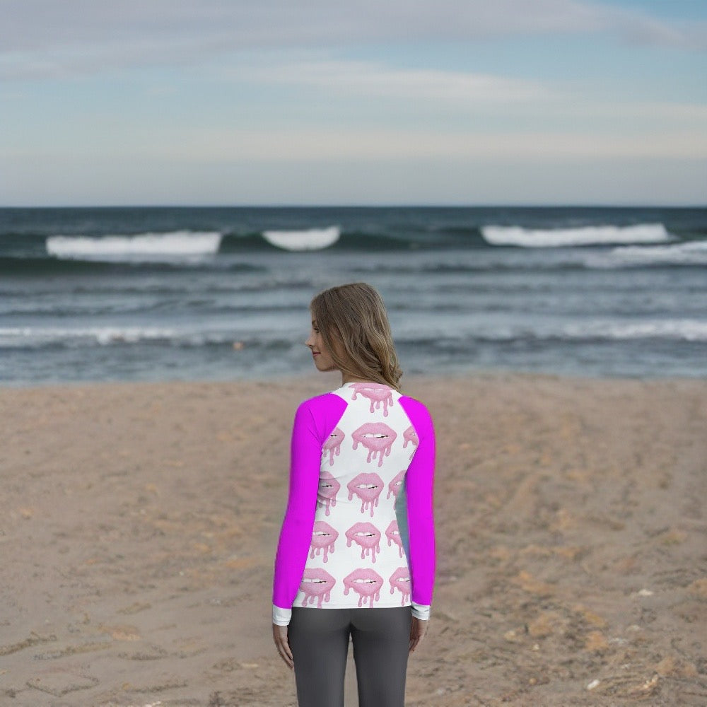 Dripping Lips Rash Guard - Magenta